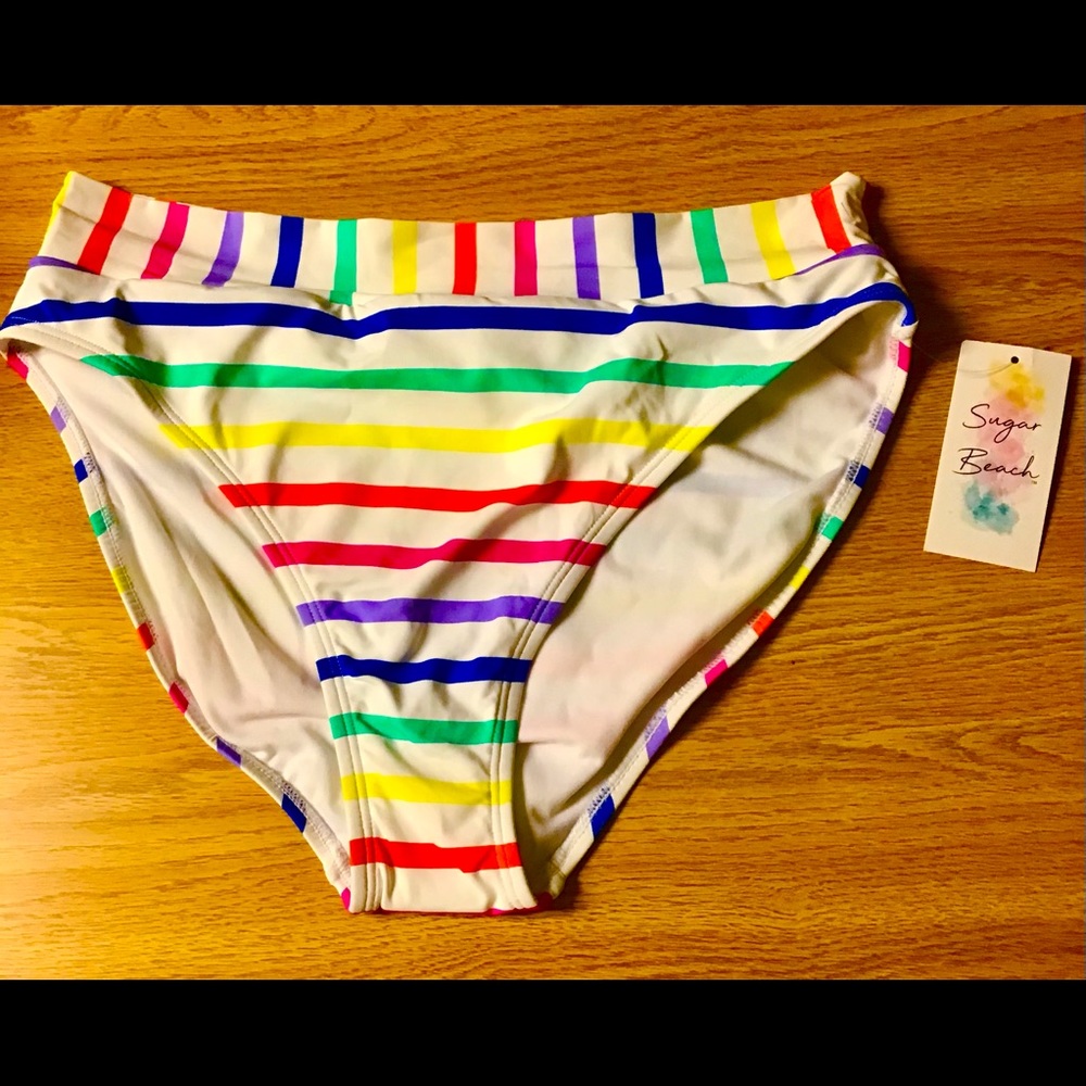 Sugar beach bikini bottom rainbow colors L NWT🌈 stretchy pretty style